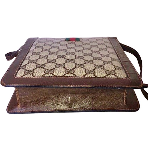 M Authentic GUCCI Ophidia Sherryline Brown Leather Coated Canvas Messenger Bag - Picture 16 of 17